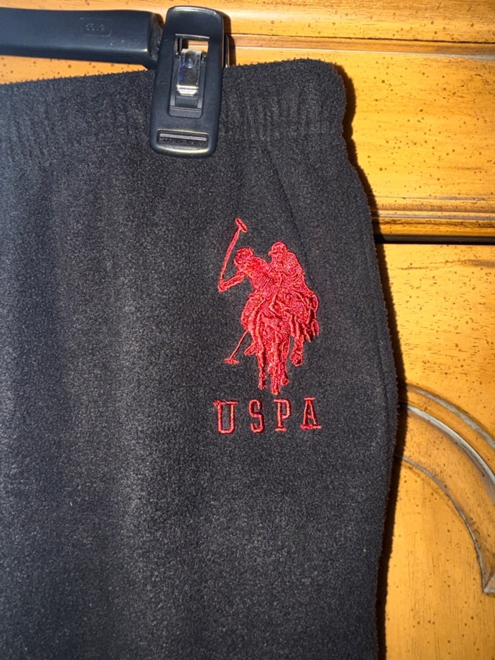 U.S. Polo Assn. Men's Black Lounge Pants with Red Logo-M